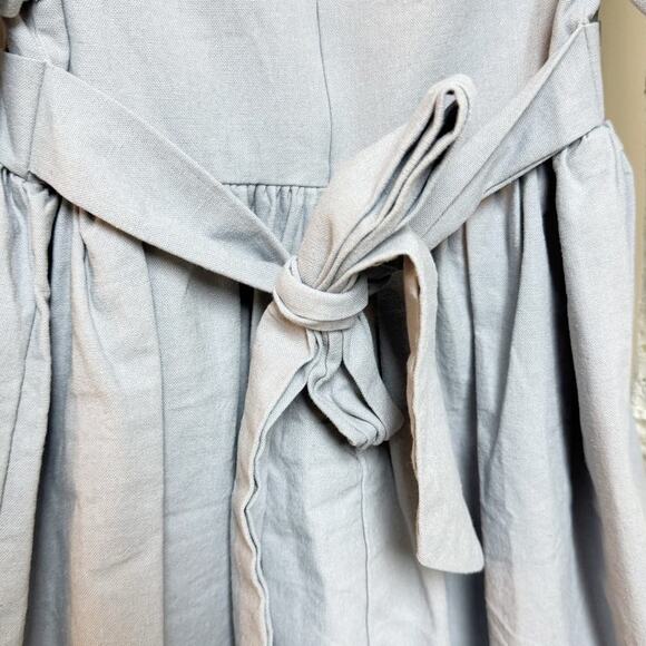 Only Little Once OLO Girls Tie Back Dress Blue with White Trim 4 - Picture 9 of 9